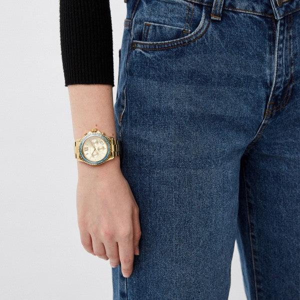  Shop Authentic Michael Kors Everest Chronograph Gold Dial Gold Steel Strap Watch For Women - MK7210 - Luxxuri