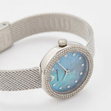  Shop Authentic Emporio Armani Rosa Diamonds Mother of Pearl Blue Dial Silver Mesh Bracelet Watch For Women - AR11380 - Luxxuri