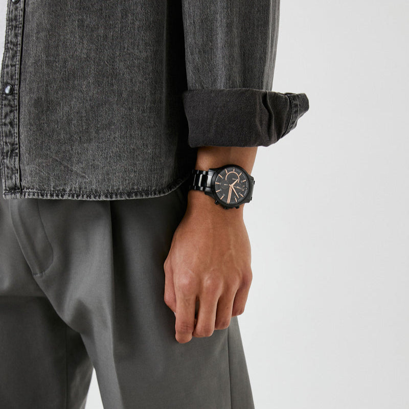 Shop Authentic Armani Exchange Chronograph Black Dial Black Steel Strap Watch For Men - AX2429 - Luxxuri