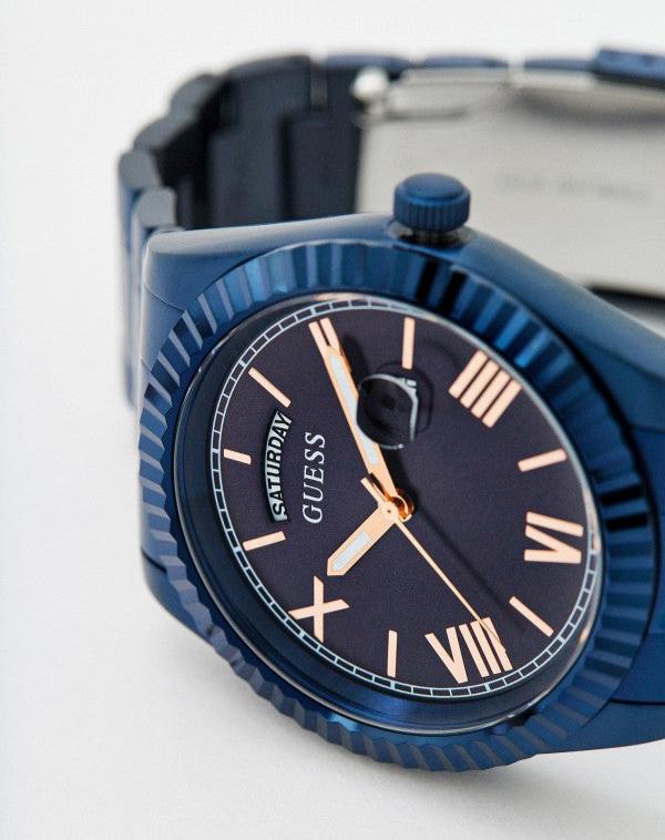  Shop Authentic Guess Connoisseur Quartz Blue Dial Blue Steel Strap Watch For Men - GW0265G9 - Luxxuri