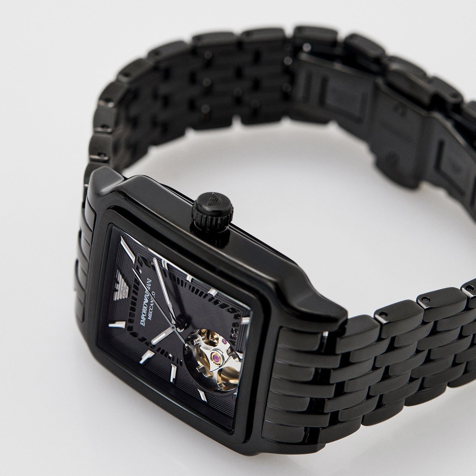  Shop Authentic Emporio Armani Meccanico Black Dial Black Steel Strap Watch For Men - AR60058 - Luxxuri