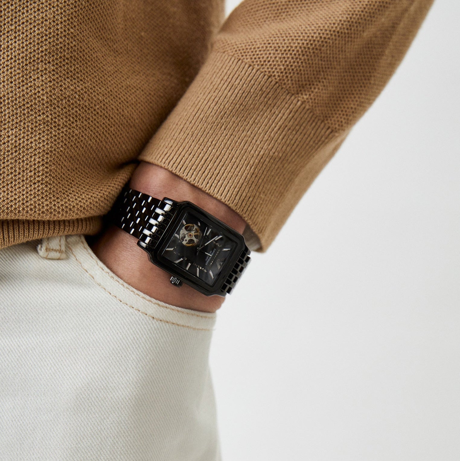  Shop Authentic Emporio Armani Meccanico Black Dial Black Steel Strap Watch For Men - AR60058 - Luxxuri