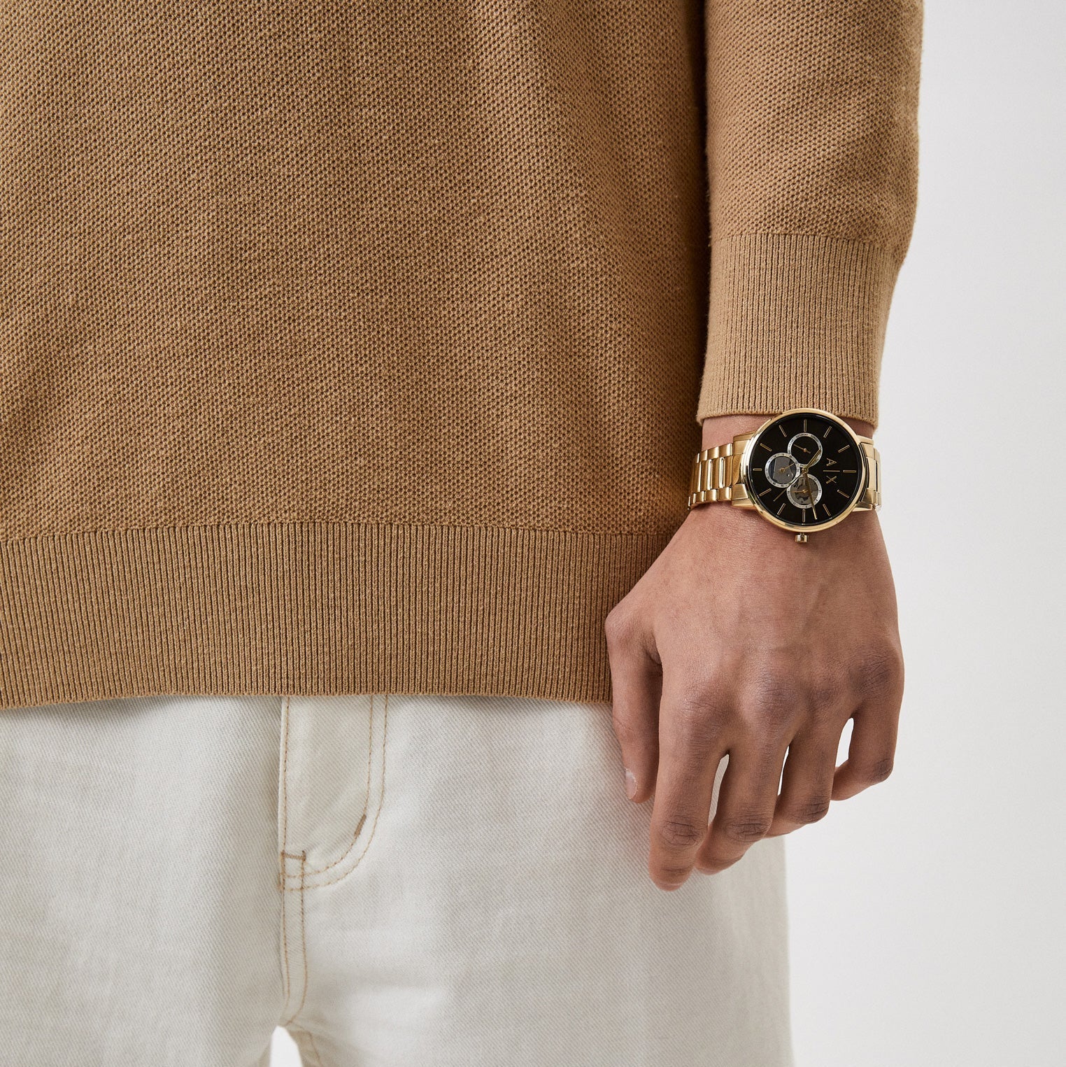  Shop Authentic Armani Exchange Cayde Chronograph Black Dial Gold Steel Strap Watch for Men - AX2747 - Luxxuri