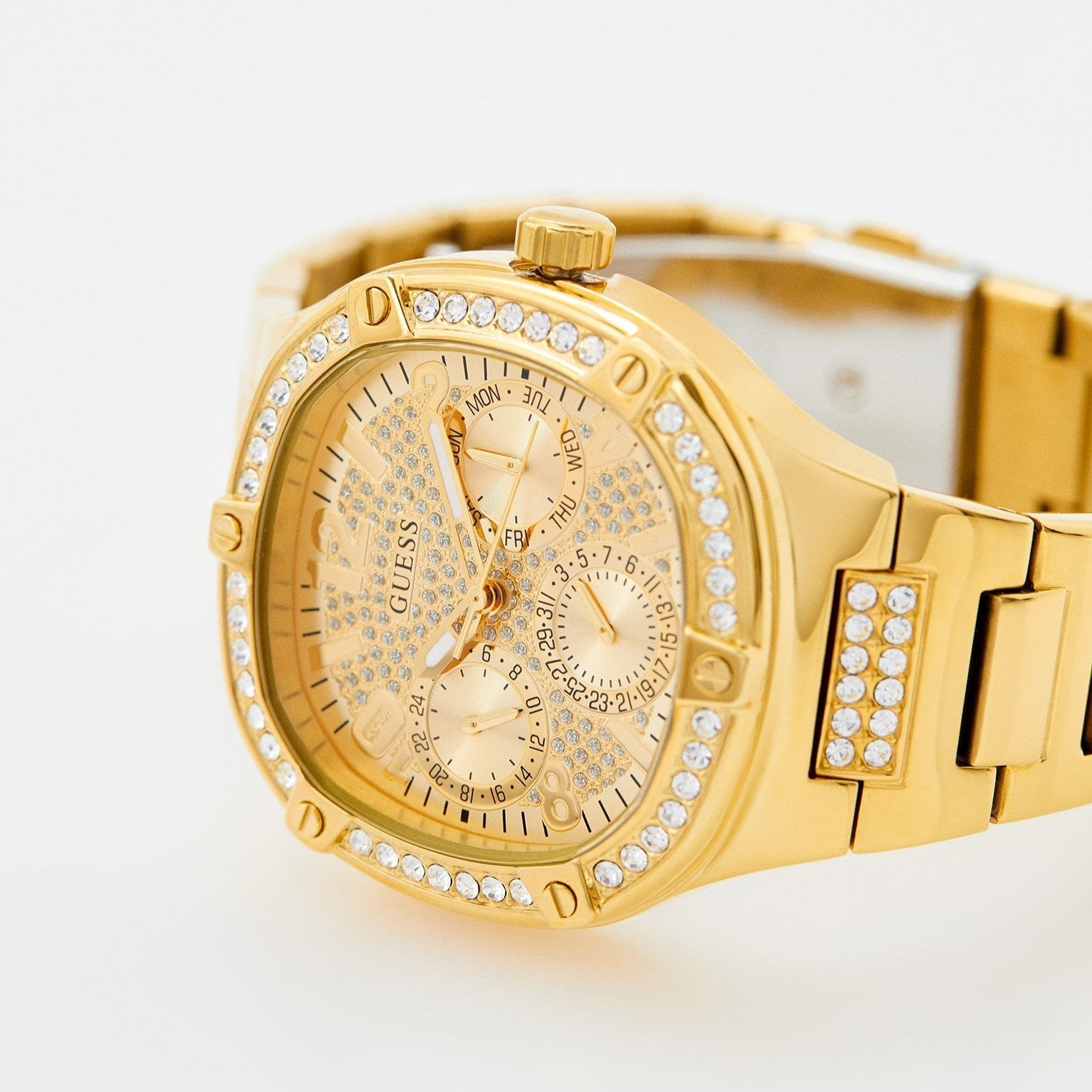  Shop Authentic Guess Duchess Quartz Gold Dial Gold Steel Strap Watch For Women - GW0558L2 - Luxxuri