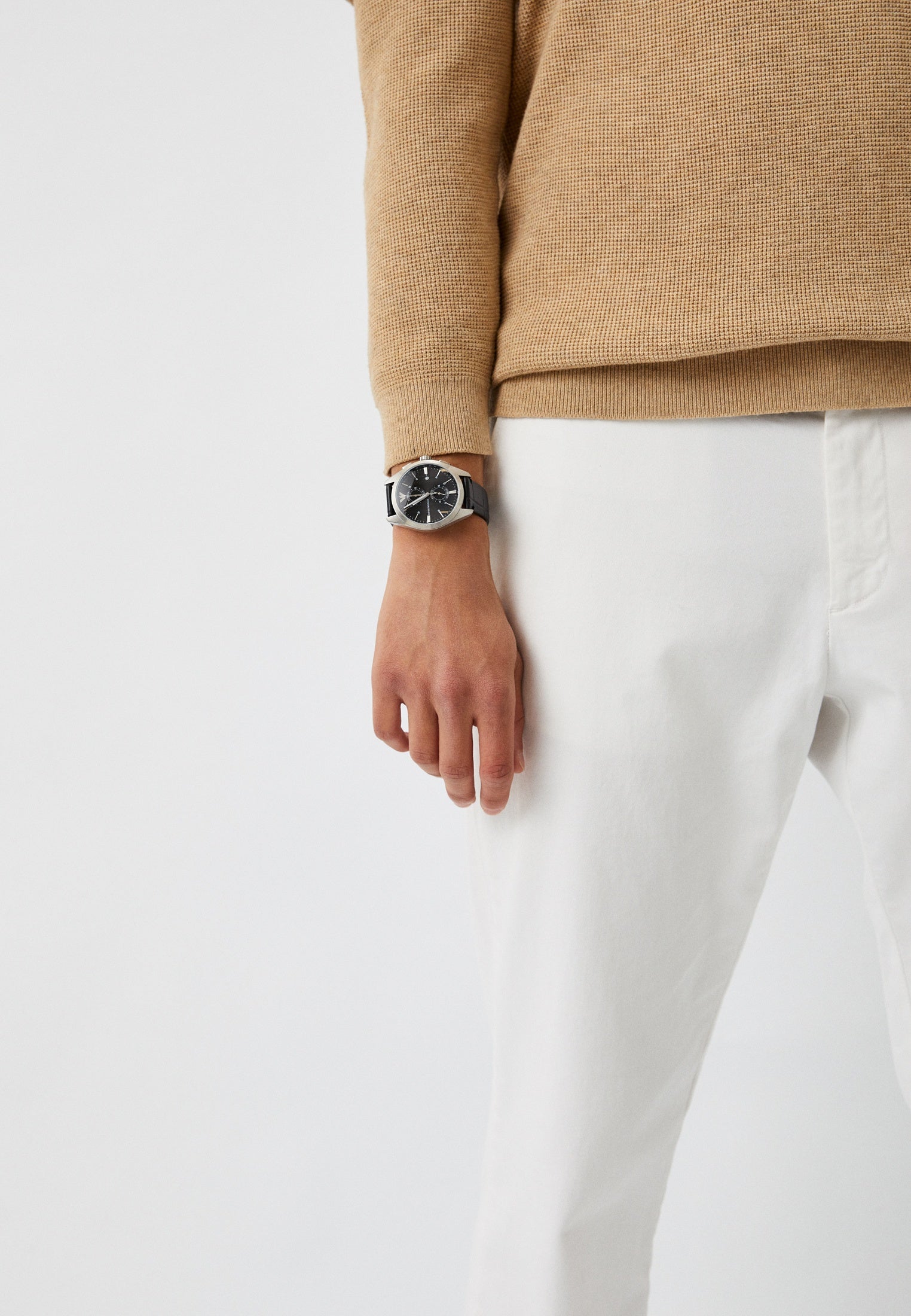  Shop Authentic Emporio Armani Claudio Chronograph Black Dial Black Leather Strap Watch For Men - AR11542 - Luxxuri