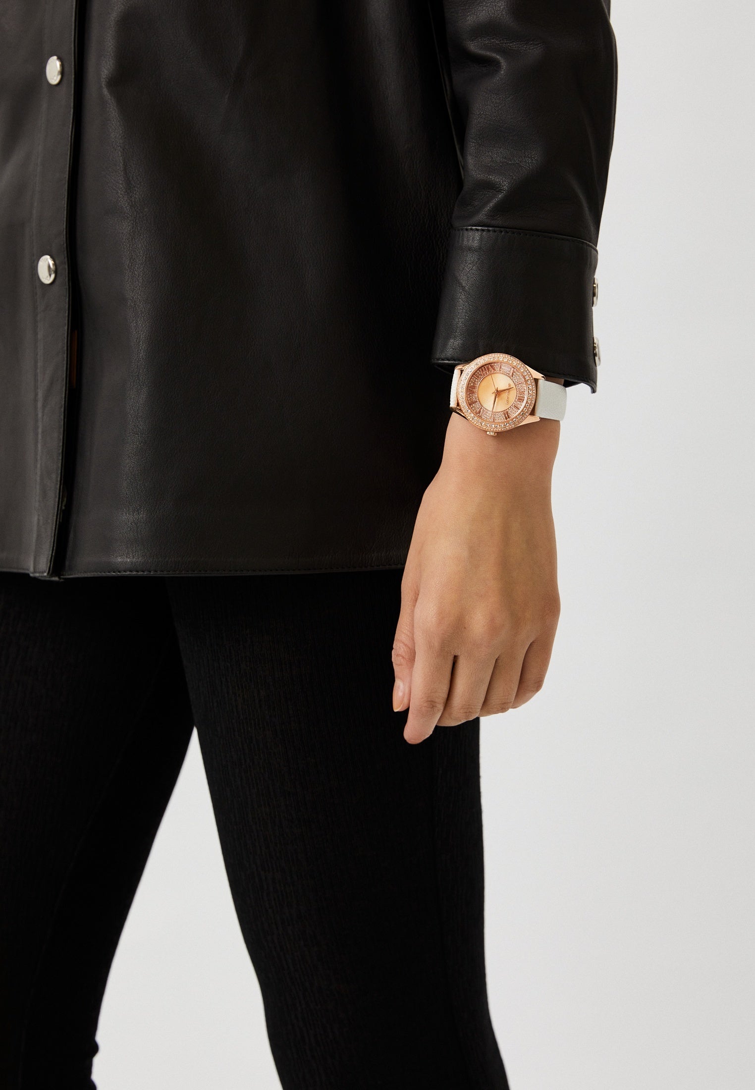  Shop Authentic Michael Kors Harlowe Analog Rose Gold Dial White Leather Strap Watch For Women - MK2989 - Luxxuri