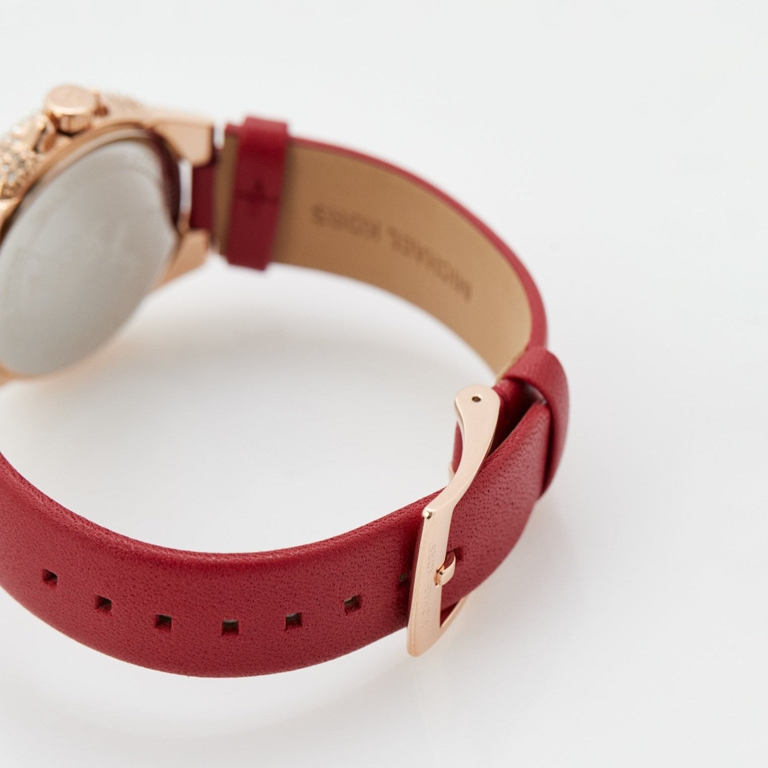  Shop Authentic Michael Kors Camille Three Hand Crystals Rose Gold Dial Red Leather Strap Watch For Women - MK4701 - Luxxuri