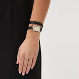  Shop Authentic Michael Kors Empire Three-Hand Silver Dial Black Leather Strap Watch For Women - MK4722 - Luxxuri
