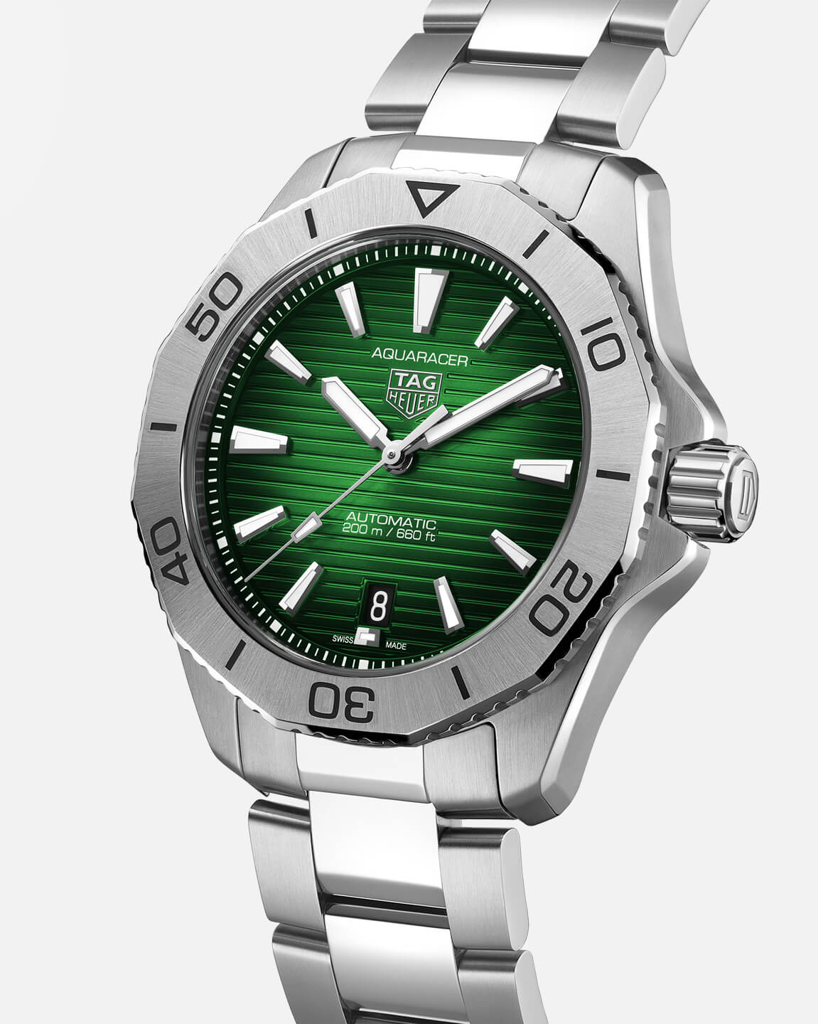  Shop Authentic Tag Heuer Aquaracer Professional 200 Automatic Green Dial Silver Steel Strap Watch for Men - WBP2115.BA0627 - Luxxuri