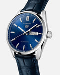  Shop Authentic Tag Heuer Carrera Day Date Blue Dial Blue Leather Strap Watch for Men - WBN2012.FC6502 - Luxxuri