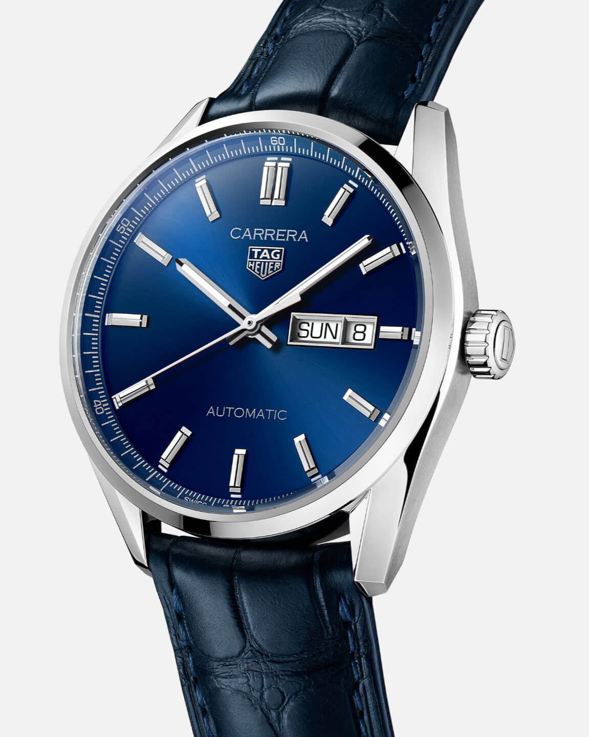  Shop Authentic Tag Heuer Carrera Day Date Blue Dial Blue Leather Strap Watch for Men - WBN2012.FC6502 - Luxxuri