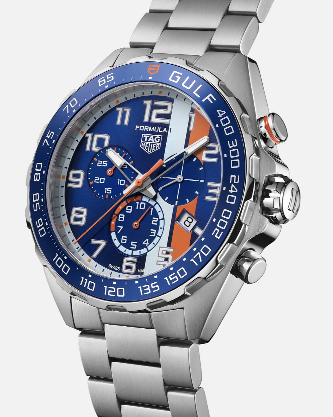  Shop Authentic Tag Heuer Formula 1 Gulf Edition Chronograph Blue Dial Silver Steel Strap Watch for Men - CAZ101AT.BA0842 - Luxxuri