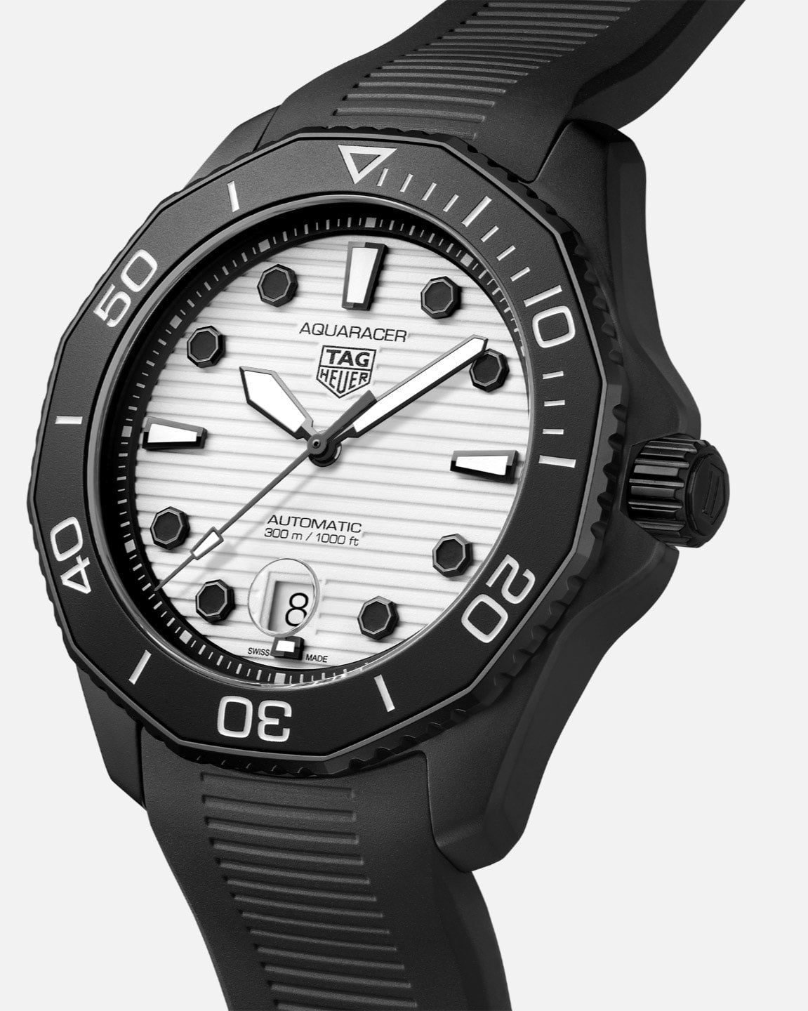  Shop Authentic Tag Heuer Aquaracer Professional 300 Automatic White Dial Black Rubber Strap Watch for Men - WBP201D.FT6197 - Luxxuri