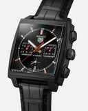  Shop Authentic Tag Heuer Monaco Automatic Chronograph Black Dial Black Leather Strap Watch for Men - CBL2180.FC6497 - Luxxuri