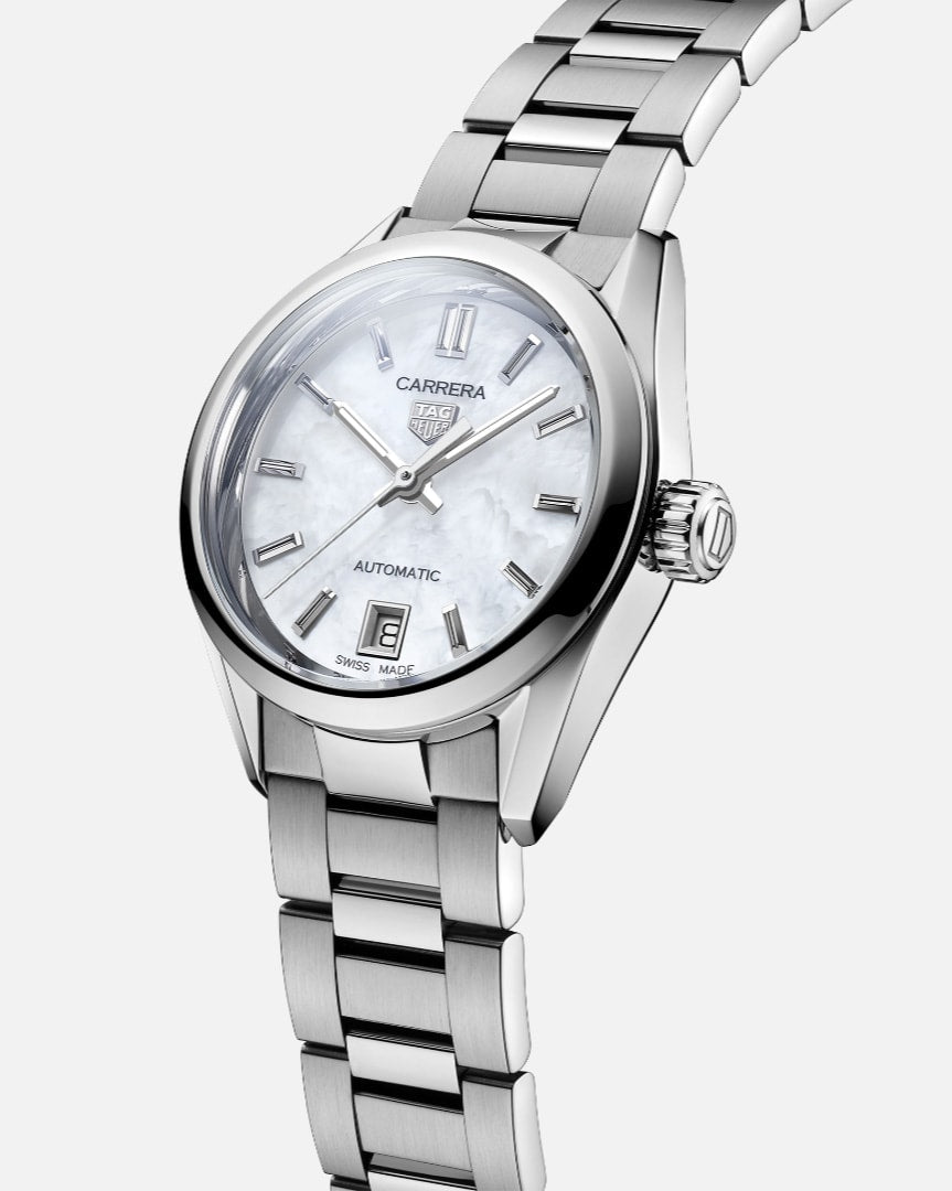 Shop Authentic Tag Heuer Carrera Mother of Pearl Dial Silver Steel Strap Watch for Women - WBN2410.BA0621 - Luxxuri