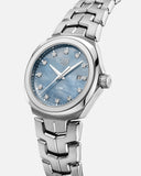 Shop Authentic Tag Heuer Link Quartz Diamonds Blue Mother of Pearl Dial Silver Steel Strap Watch for Women - WBC1313.BA0600 - Luxxuri
