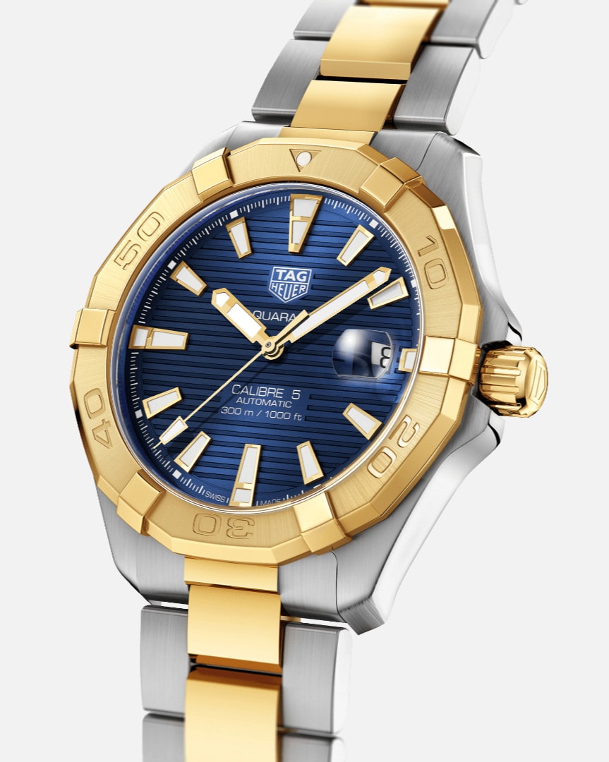  Shop Authentic Tag Heuer Aquaracer Calibre 5 Blue Dial Two Tone Steel Strap Watch for Women - WBD2120.BB0930 - Luxxuri