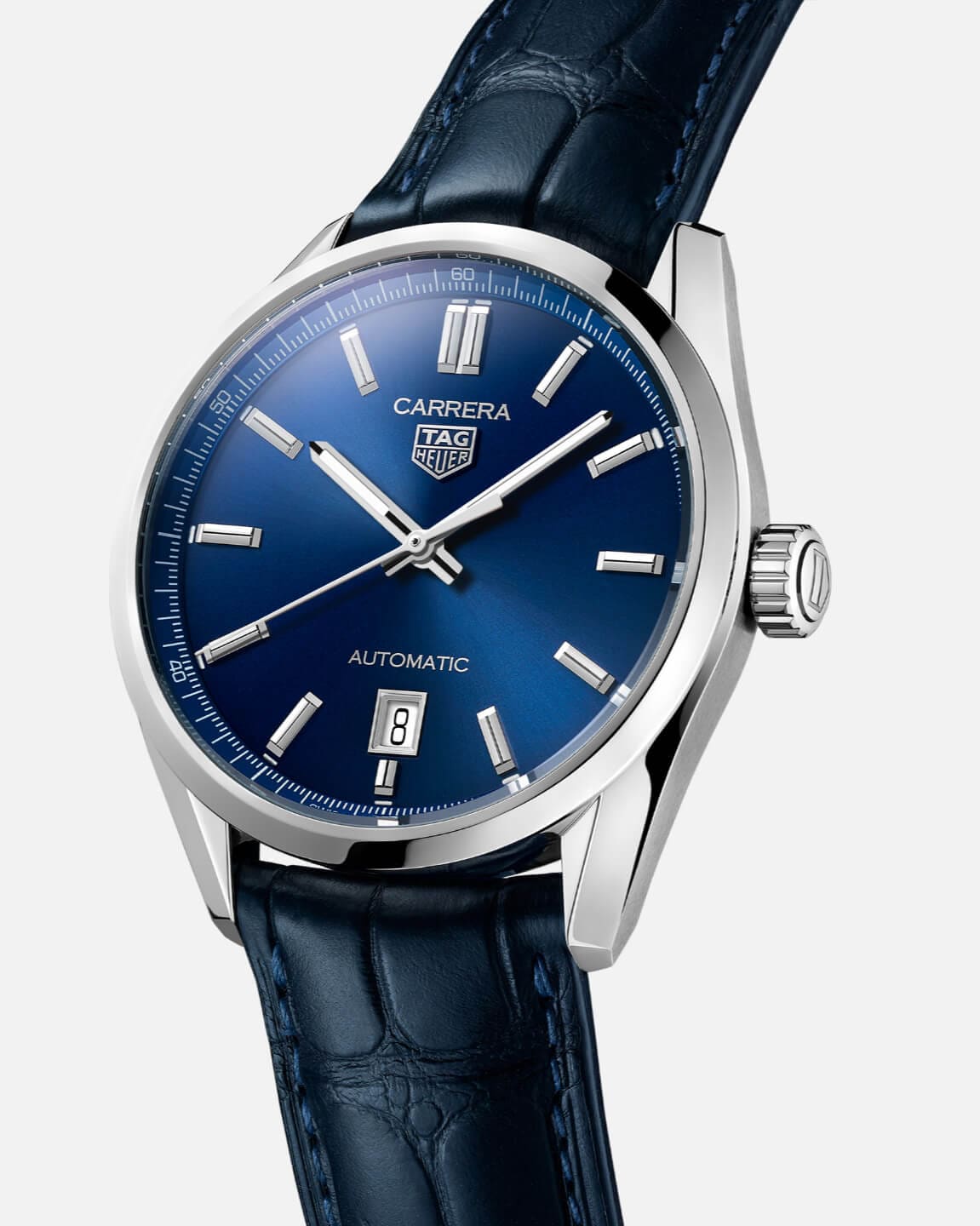  Shop Authentic Tag Heuer Carrera Date Blue Dial Blue Leather Strap Watch for Men - WBN2112.FC6504 - Luxxuri