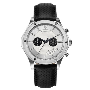  Shop Authentic Maserati Circuito Chronograph Analog White Dial Black Leather Strap Watch for Men - R8871627005 - Luxxuri