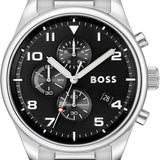 Shop Authentic Hugo Boss View Chronograph Black Dial Silver Steel Strap Watch For Men - 1514008 - Luxxuri