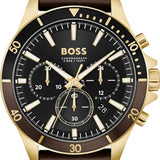  Shop Authentic Hugo Boss Troper Chronograph Black Dial Brown Leather Strap Watch For Men - 1514100 - Luxxuri