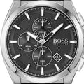  Shop Authentic Hugo Boss Grandmaster Chronograph Black Dial Black Leather Strap Watch for Men - 1513881 - Luxxuri