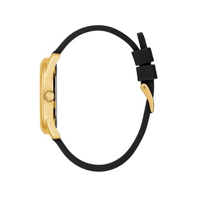  Shop Authentic Guess Cubed Analog Gold Dial Black Silicone Strap Watch For Women - GW0665L1 - Luxxuri