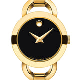  Shop Authentic Movado Rondiro 22mm Black Dial Yellow Gold Steel Strap Watch For Women - 0606888 - Luxxuri