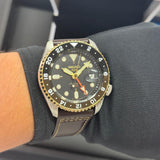  Shop Authentic Seiko 5 Sports SKX GMT Automatic Mocha Black Dial Brown Leather Strap Watch For Men - SSK036K1 - Luxxuri