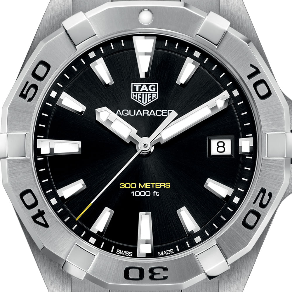 Tag Heuer Aquaracer Black Dial Silver Steel Strap Watch for Men - WBD1110.BA0928