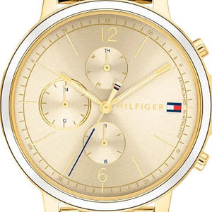  Shop Authentic Tommy Hilfiger Madison Quartz Gold Dial Gold Steel Strap Watch For Women - 1782189 - Luxxuri
