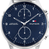 Shop Authentic Tommy Hilfiger Chase Multifunction Blue Dial Silver Steel Strap Watch for Men - 1791575 - Luxxuri