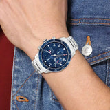  Shop Authentic Tommy Hilfiger Jimmy Chronograph Quartz Blue Dial Silver Steel Strap Watch For Men - 1791949 - Luxxuri