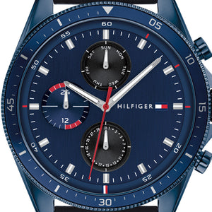  Shop Authentic Tommy Hilfiger Parker Chronograph Quartz Blue Dial Blue Leather Strap Watch For Men - 1791839 - Luxxuri