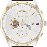  Shop Authentic Tommy Hilfiger Weston Chronograph Silver Dial Brown Leather Strap Watch For Men - 1710501 - Luxxuri