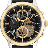  Shop Authentic Tommy Hilfiger Henry Chronograph Black Dial Black Leather Strap Watch For Men - 1710474 - Luxxuri