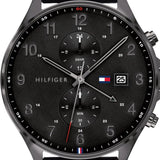  Shop Authentic Tommy Hilfiger West Chronograph Black Dial Black Leather Strap Watch For Men - 1791711 - Luxxuri