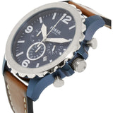  Shop Authentic Fossil Nate Chronograph Navy Blue Dial Brown Leather Strap Watch for Men - JR1504 - Luxxuri