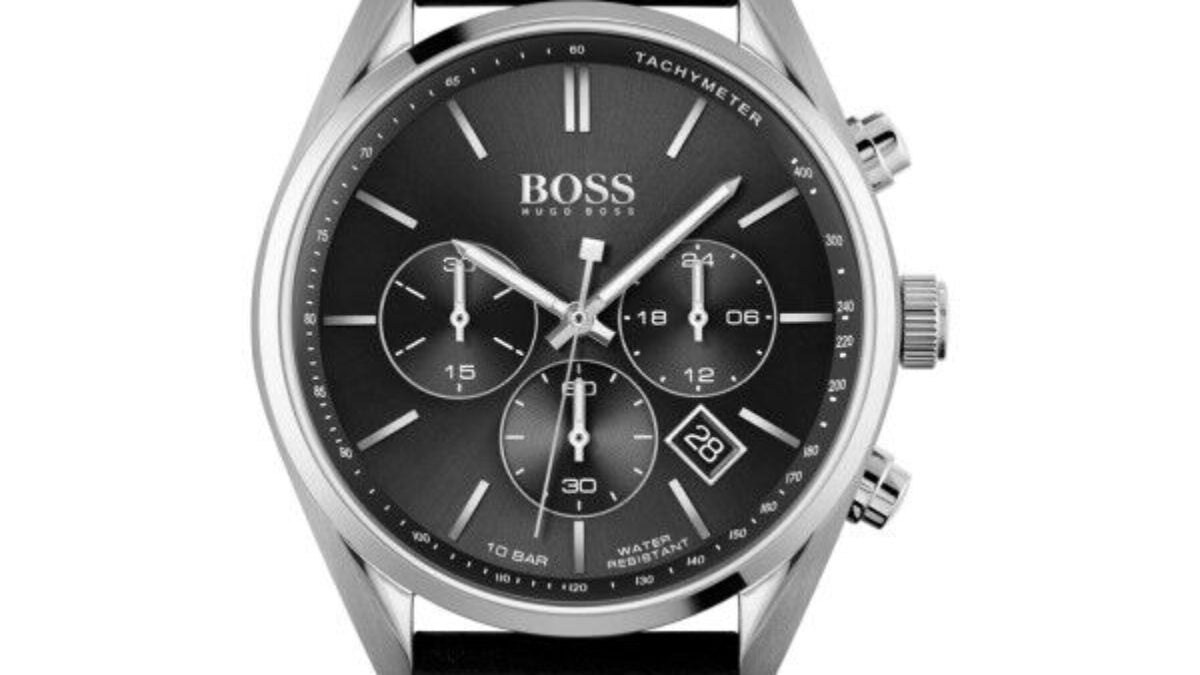  Shop Authentic Hugo Boss Champion Black Dial Black Leather Strap Watch for Men - 1513816 - Luxxuri