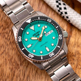  Shop Authentic Seiko 5 Sports SKX Midi Automatic Teal Dial Silver Steel Strap Watch For Men - SRPK33K1 - Luxxuri