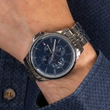  Shop Authentic Tommy Hilfiger Shawn Multifunction Quartz Blue Dial Silver Steel Strap Watch for Men - 1791612 - Luxxuri