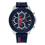  Shop Authentic Tommy Hilfiger Clark Chronograph Blue Dial Black Leather Strap Watch For Men - 1792083 - Luxxuri