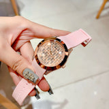  Shop Authentic Guess Clarity Gold Dial Pink Silicone Strap Watch for Women - GW0109L2 - Luxxuri