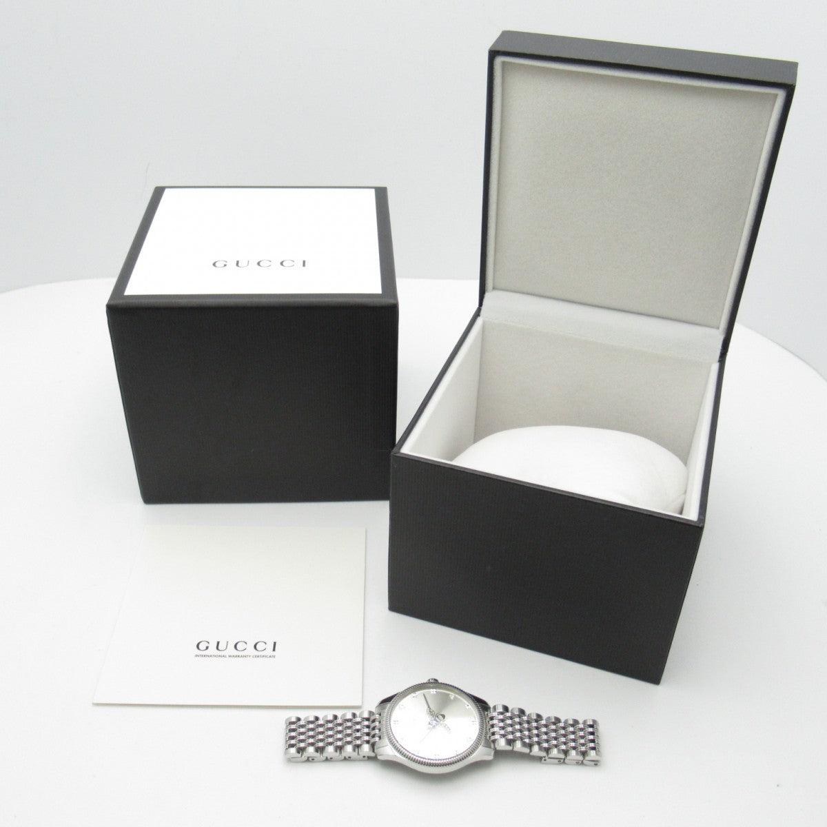  Shop Authentic Gucci G Timeless Quartz Silver Dial Silver Steel Strap Watch For Women - YA1264153 - Luxxuri
