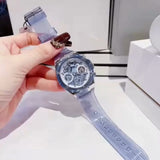  Shop Authentic Guess Athena Active Life Clear White Dial Blue Rubber Strap Watch for Women - GW0409L1 - Luxxuri