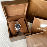  Shop Authentic Gucci G Timeless Diamonds Mother of Pearl Black Dial Silver Steel Strap Watch For Women - YA126505 - Luxxuri