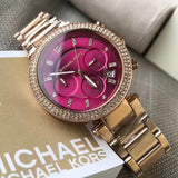  Shop Authentic Michael Kors Parker Chronograph Purple Dial Rose Gold Steel Strap Watch For Women - MK6417 - Luxxuri