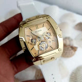  Shop Authentic Guess Phoenix Multifunction Gold Dial White Leather Strap Watch for Men - GW0202G6 - Luxxuri