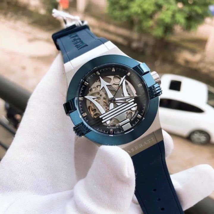  Shop Authentic Maserati Potenza Skeleton Dial Quartz Blue Silicon Watch For Men - R8821108028 - Luxxuri