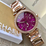  Shop Authentic Michael Kors Parker Chronograph Purple Dial Rose Gold Steel Strap Watch For Women - MK6417 - Luxxuri
